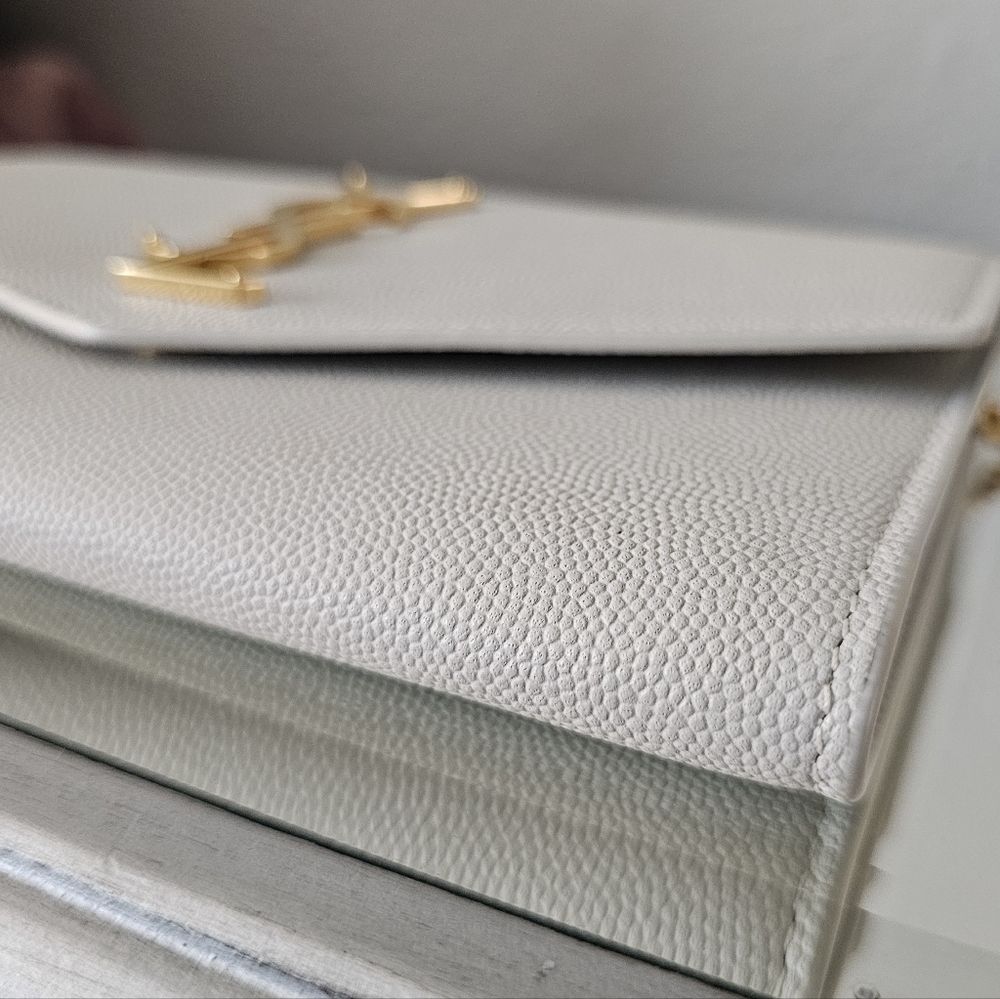 🍸💰​AUTHENTIC Saint Laurent UPTOWN CHAIN WALLET IN GRAIN DE POUDRE EMBOSSED COA - Picture 7 of 11